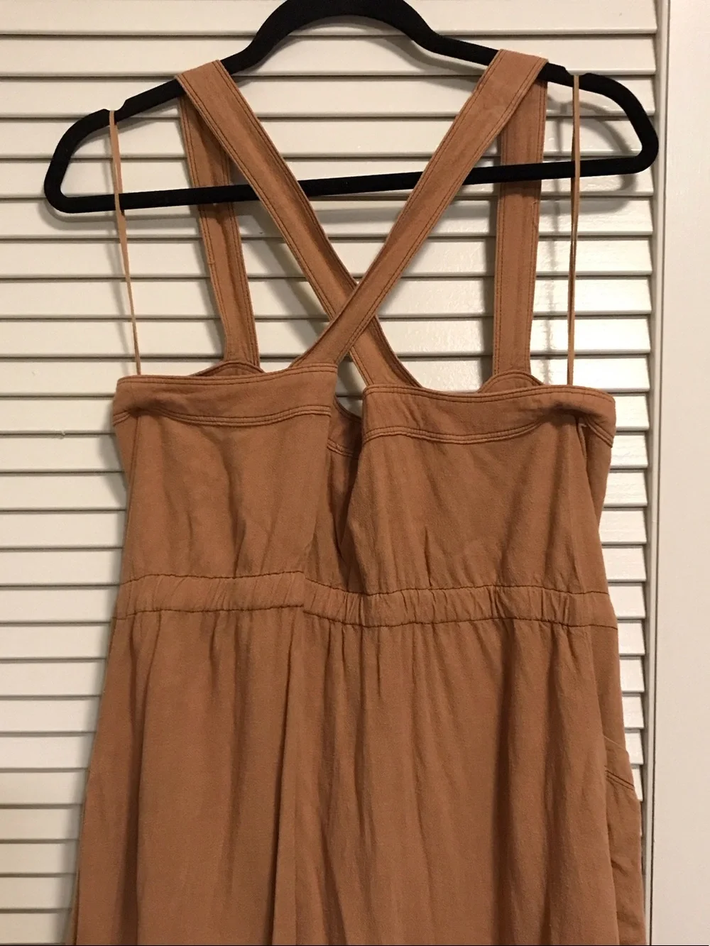 NWT Free People Caramel Button-Front Maxi Jumper Dress w Pockets -Lg
